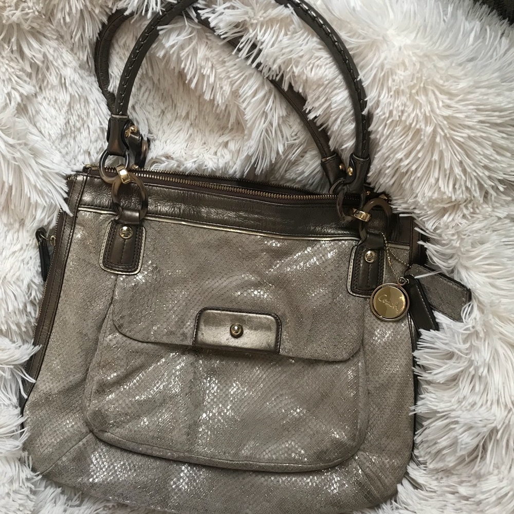 Coach suede snake skin purse
